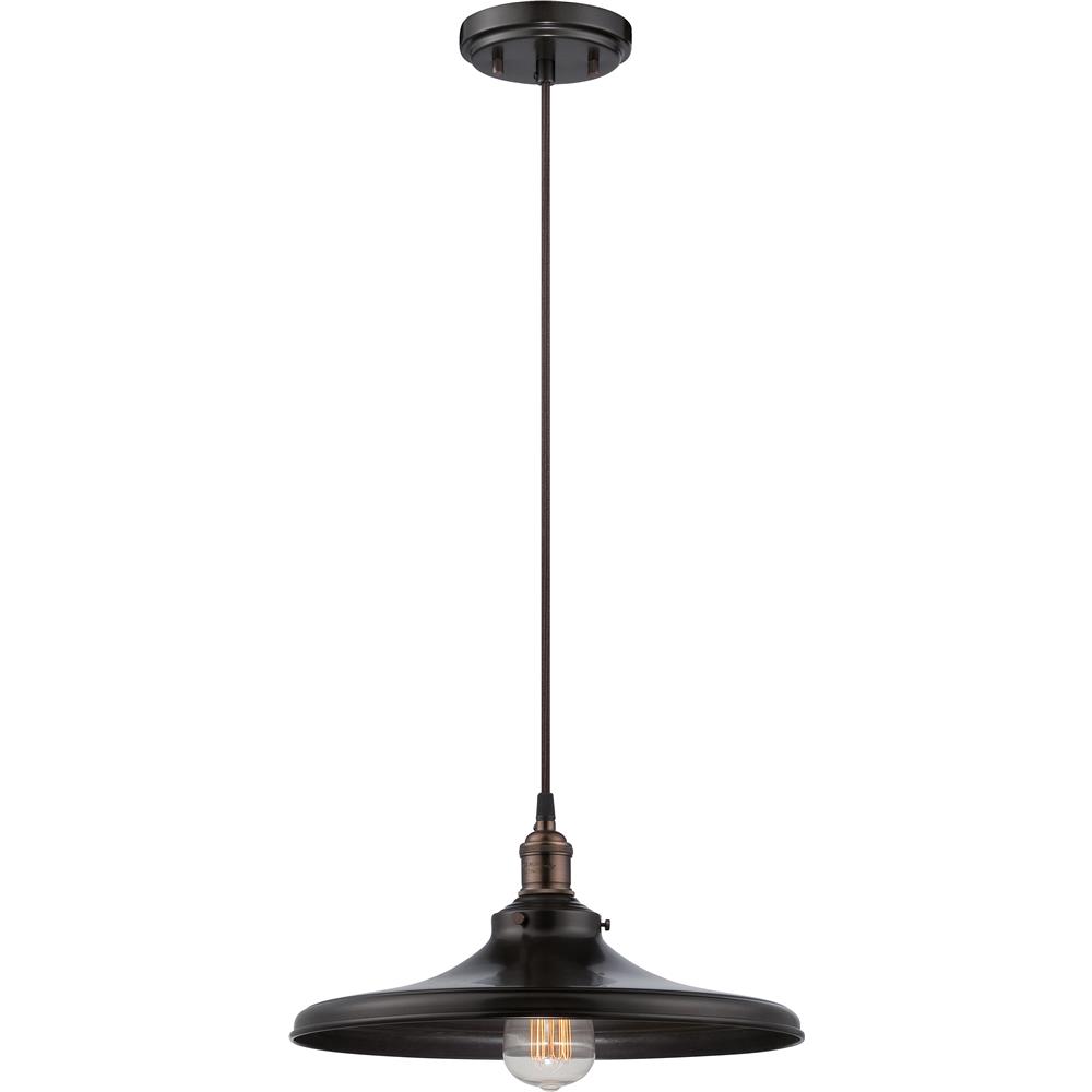 Nuvo Lighting 60/5506  Vintage - 1 Light Pendant with Matching Shade - Vintage Lamp Included in Rustic Bronze Finish